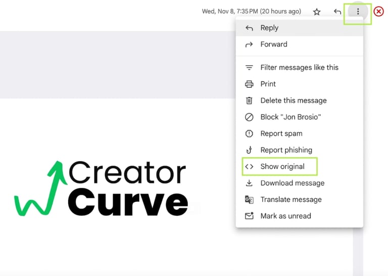 How to check email header in Gmail