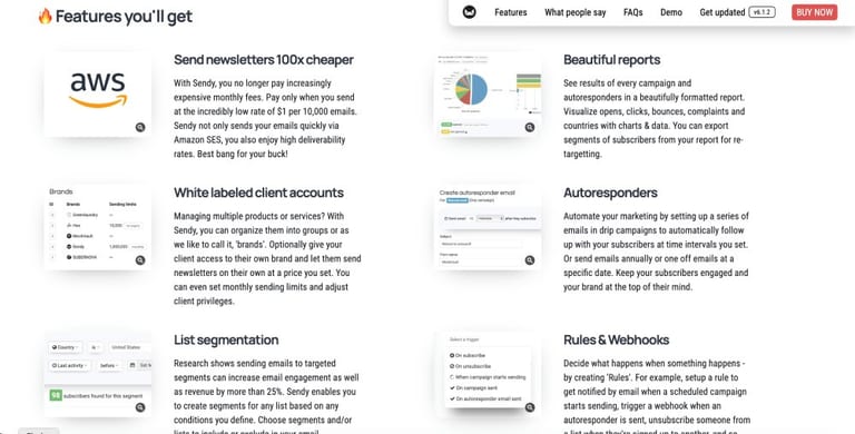 Sendy open source platform feature page