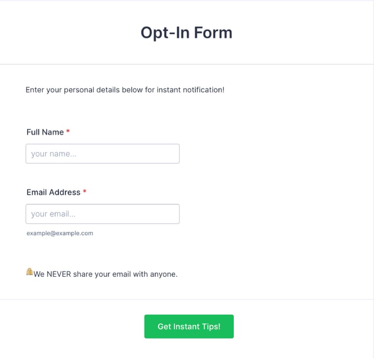OPt-in form example