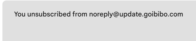 Unsubscribe confirmation example