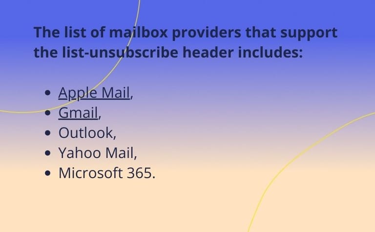 Which mailbox providers support list-unsubscribe headers