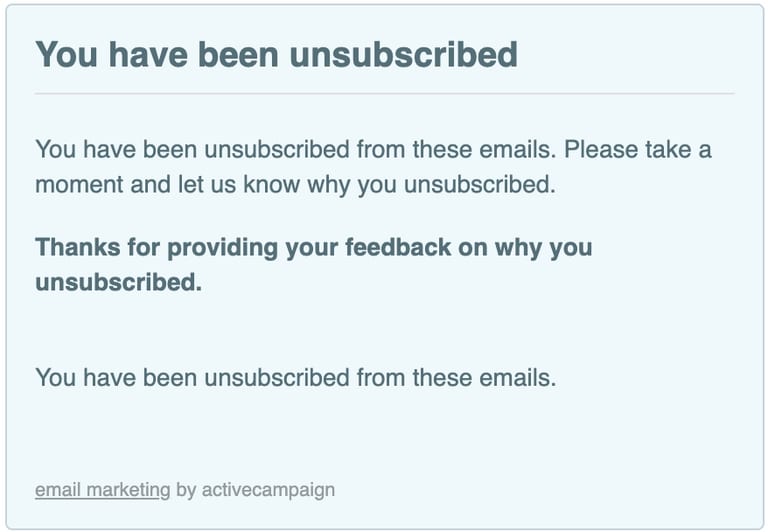 final unsubscribe email message