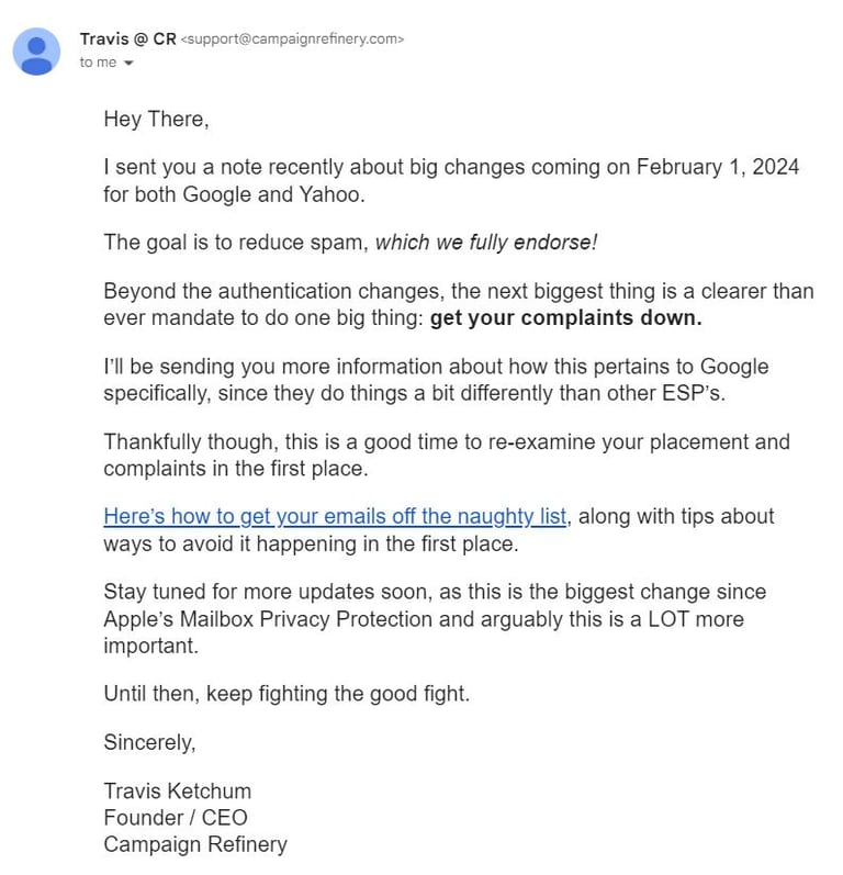 Sharing Campaign Refinery’s blog posts with our email list
