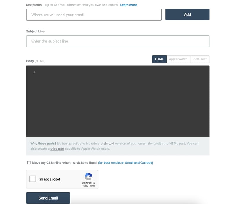 Putsmail UI as Email on Acid free alternative