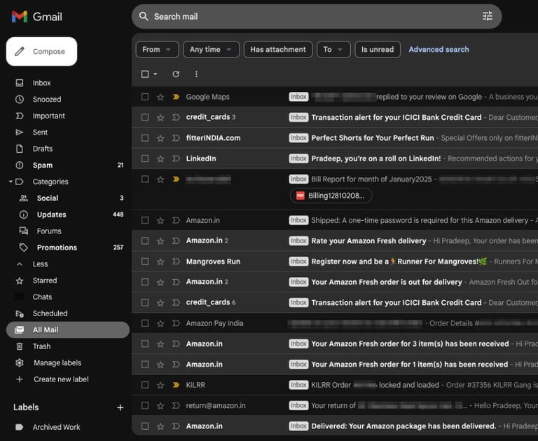Gmail All Mail Folder Example