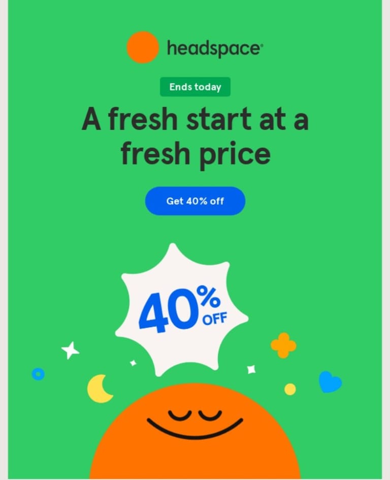 A branded email from Headspace