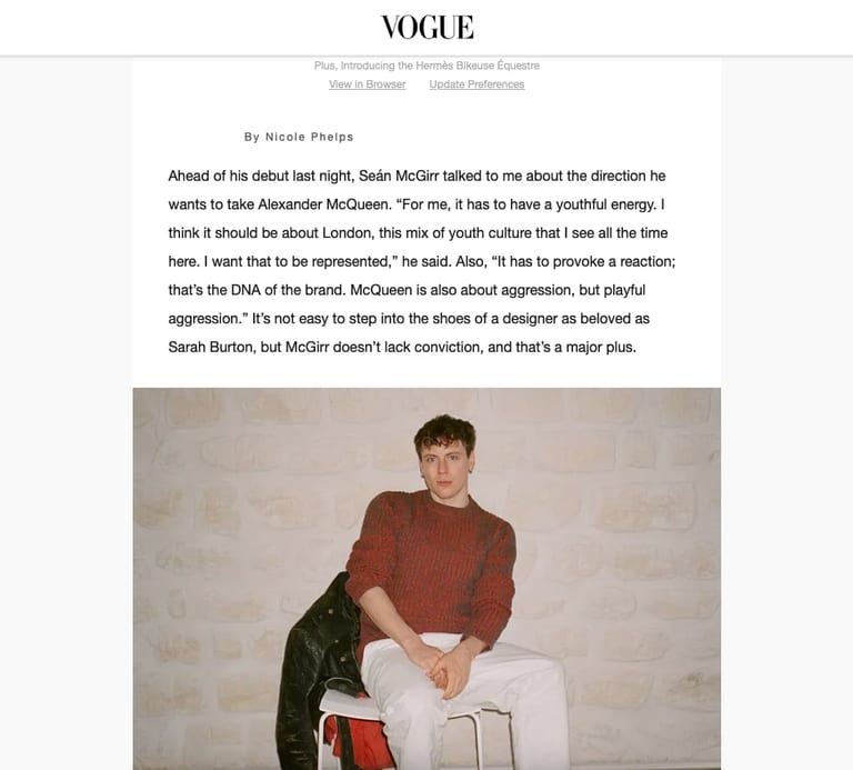 Vogue Runway Newsletter