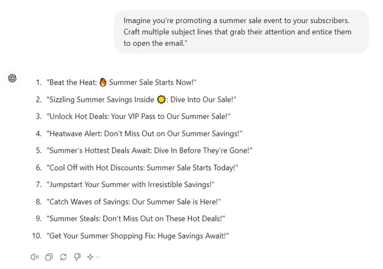 basic subject line chatgpt prompt for email marketing