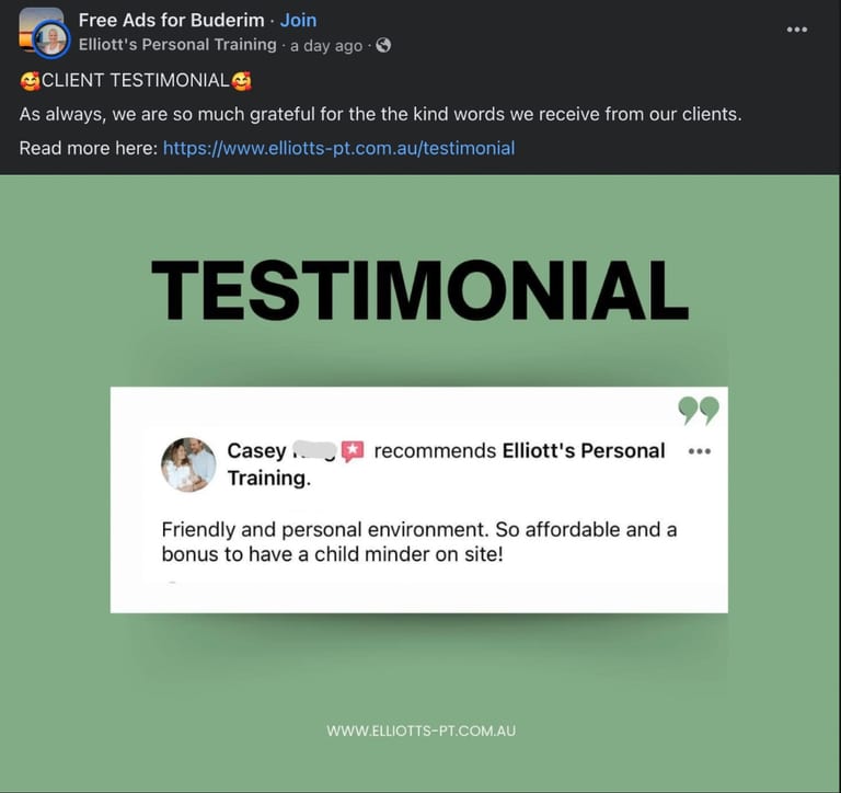 Elliots training academy testimonial example