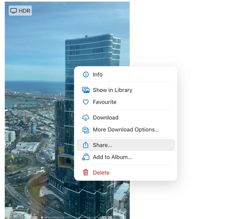 Icloud video upload step