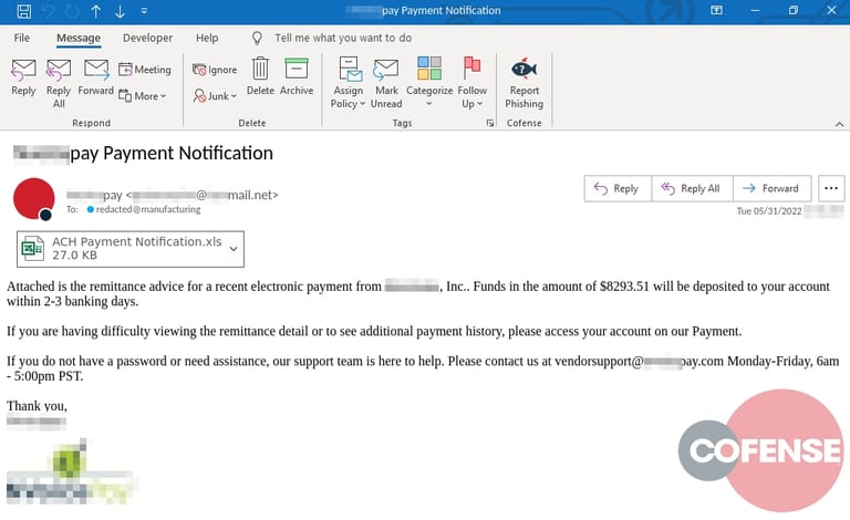 malware phishing email example