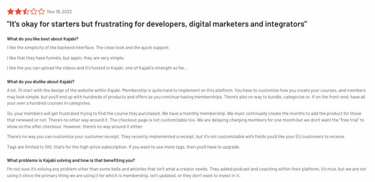 Kajabi Negative Review 4