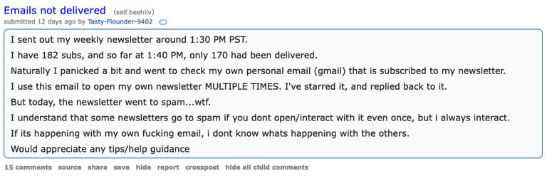 A reddit post by Tasty-Flounder-9402