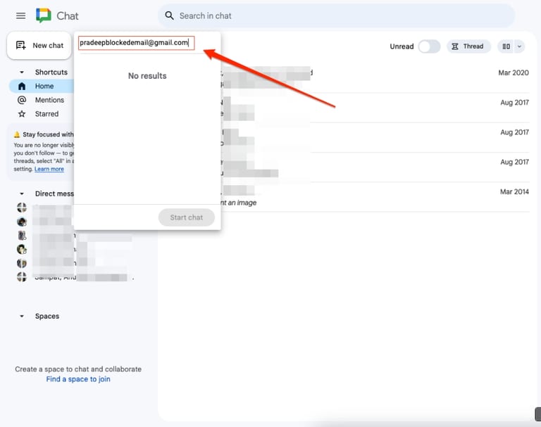 Google Chat Search Blocked