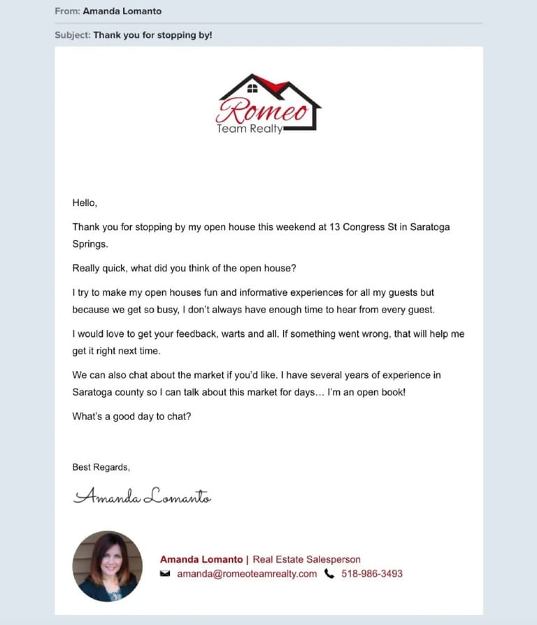 Real estate customer appreciation email