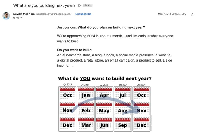 Conversational email marketing example 1