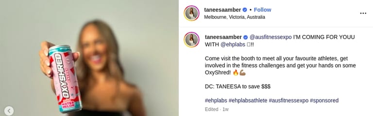 A small influencer doing an ad