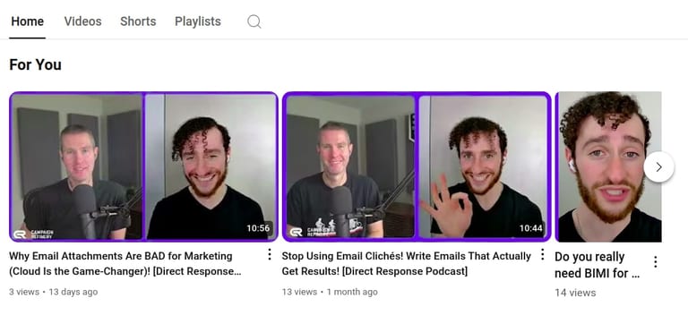 The home page of the Campaign Refinery YouTube channel