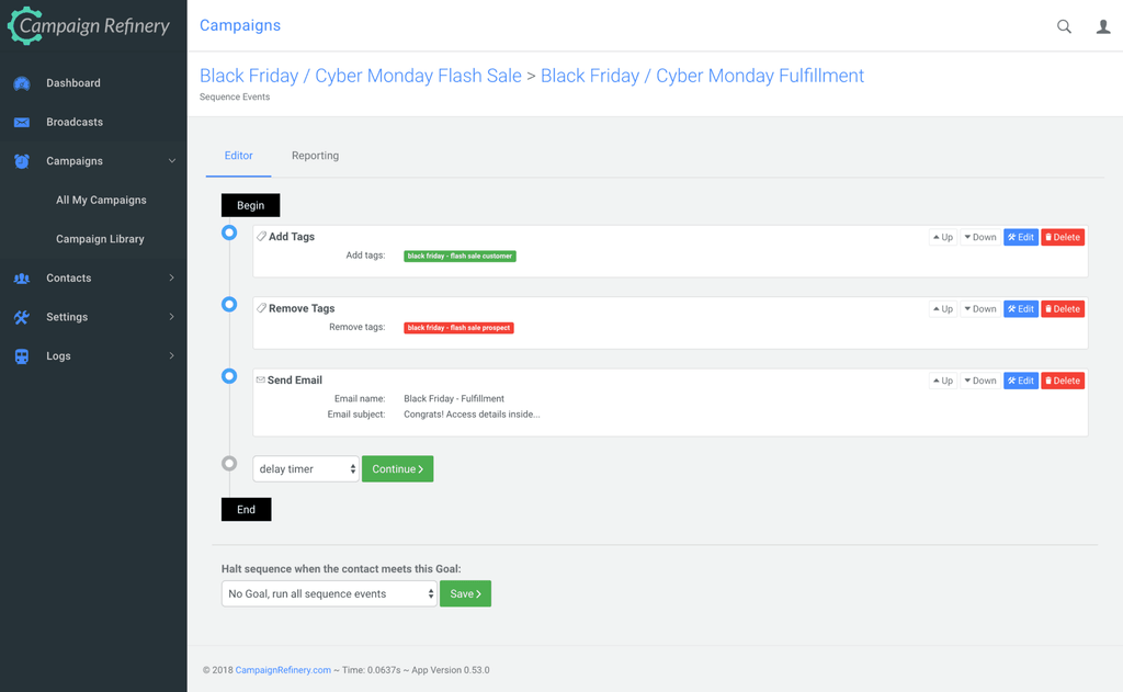 Black Friday customer email fulfillment sequence