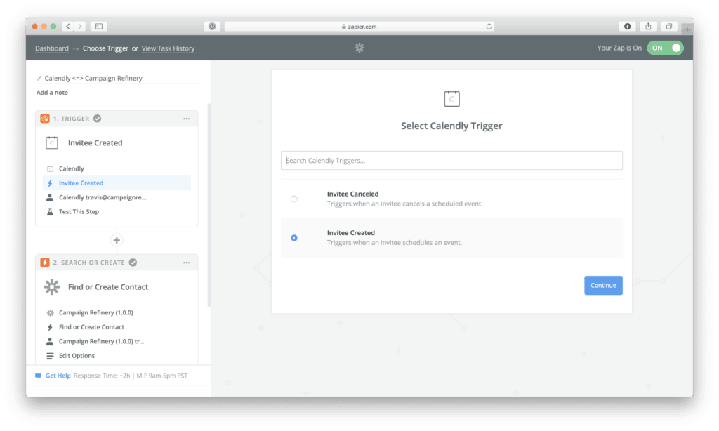 Configure your Calendly account within Zapier