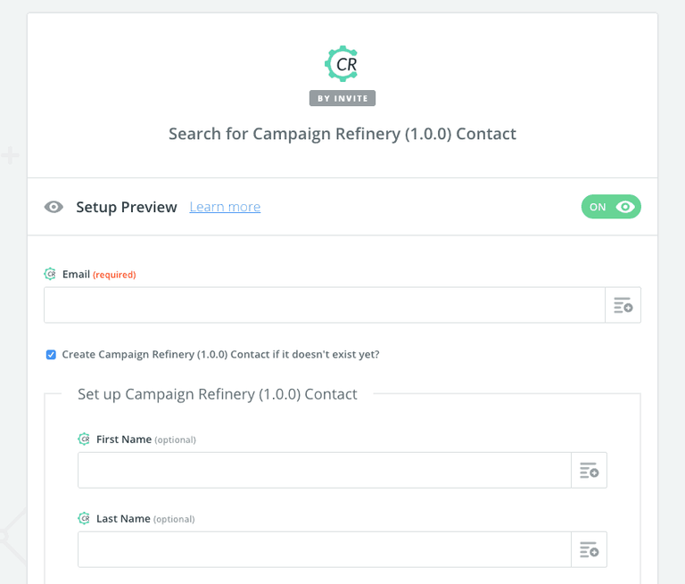 Create a contact in Campaign Refinery if one doesn