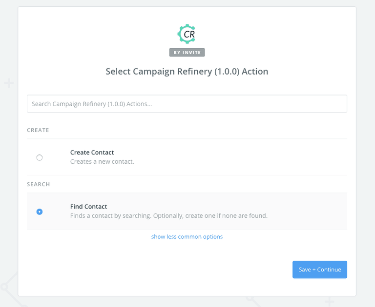 Contact search in Campaign Refinery using Zapier