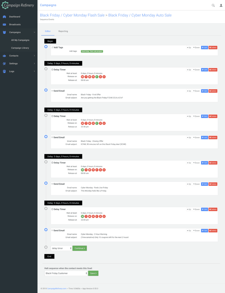 Overview of the Black Friday email sequence auto-launch