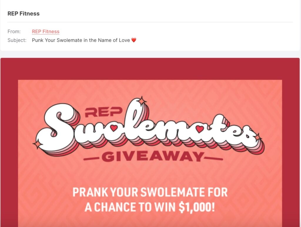 Cute Valentines day subject line - REP fitness