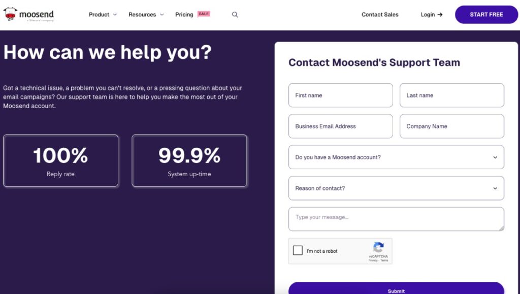 Moosend customer care